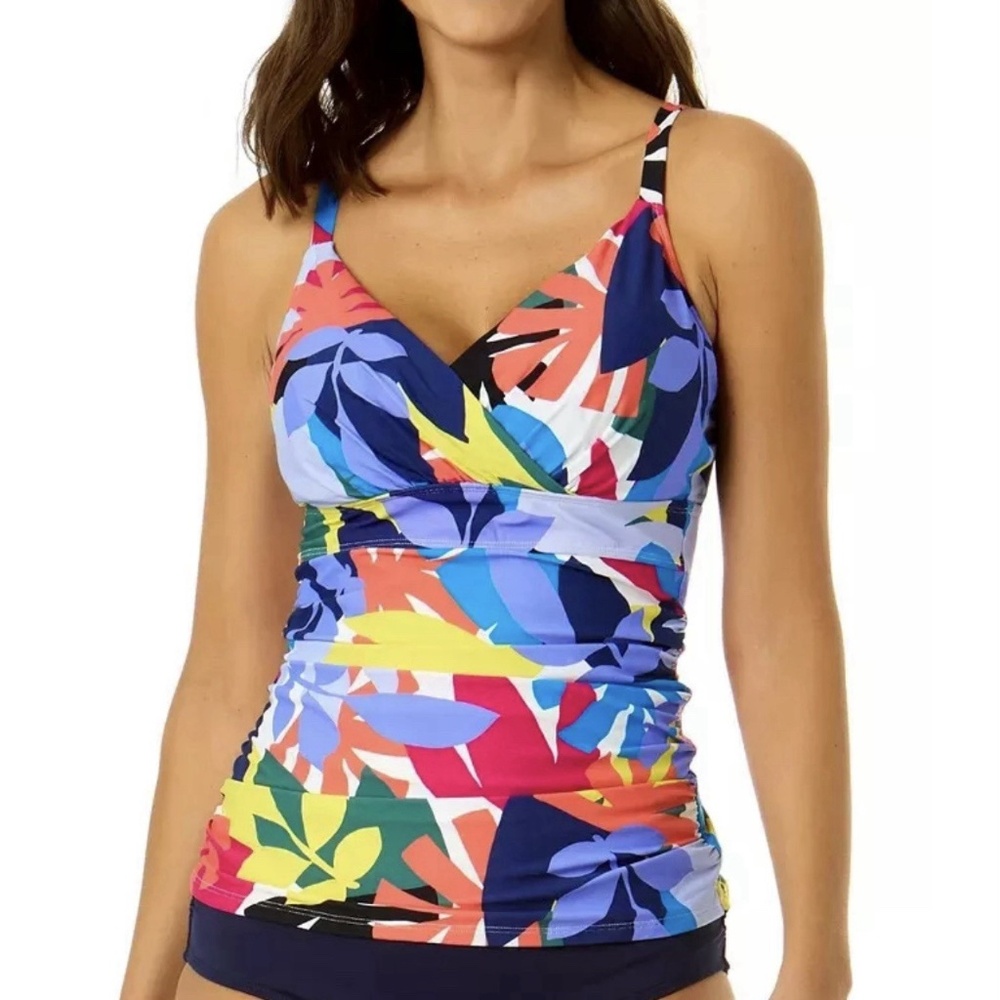 Anne Cole Tropical Floral Tankini Underwire Top Swim Size 32C/34B